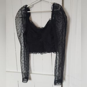 ⚘2 for $16 H&M Puff Sleeve Black Crop Top